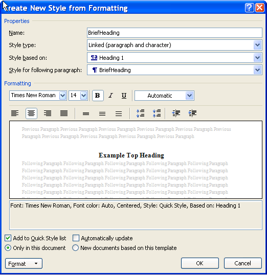 auto number table of contents in word